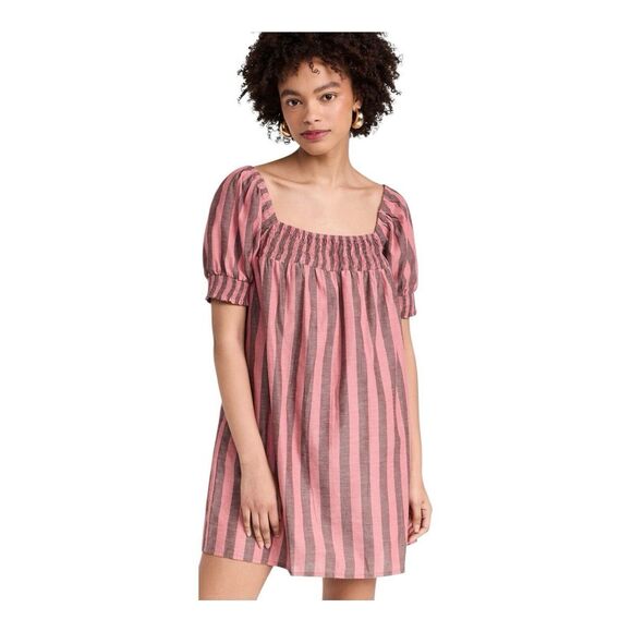 Milly Dresses & Skirts - Mille Jane Size XS • Resort & Travel‎ Mini Dress in Pink Gray Stripe Puff Sleeve
